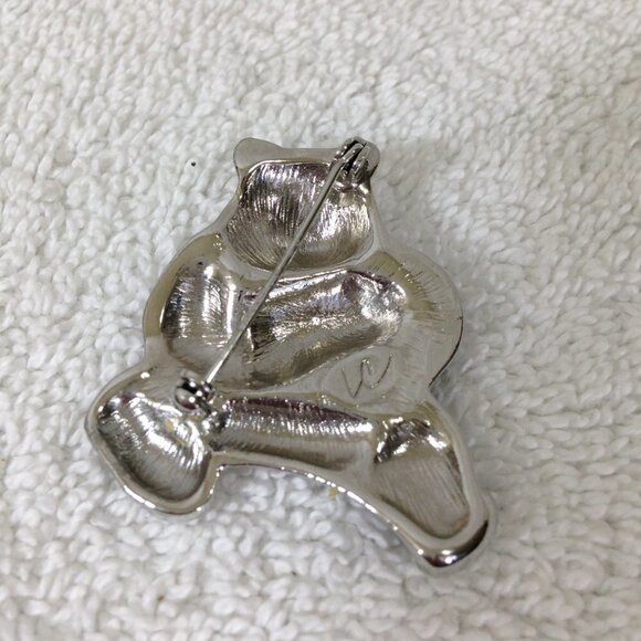 Vintage Panda with Baby Metal Pin Brooch Marked “W” - Picture 2 of 3